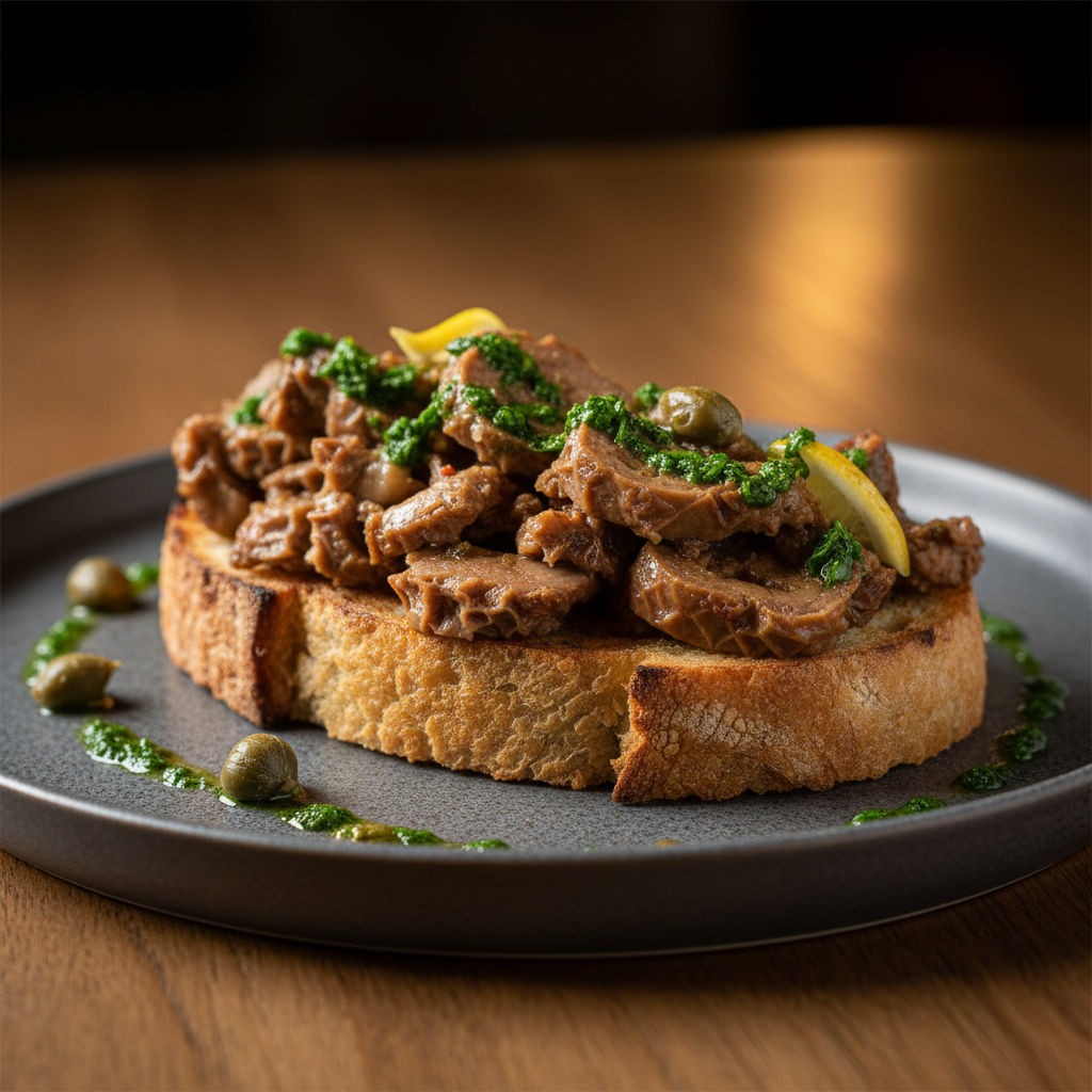 Crostone Con Lampredotto E Salsa Verde