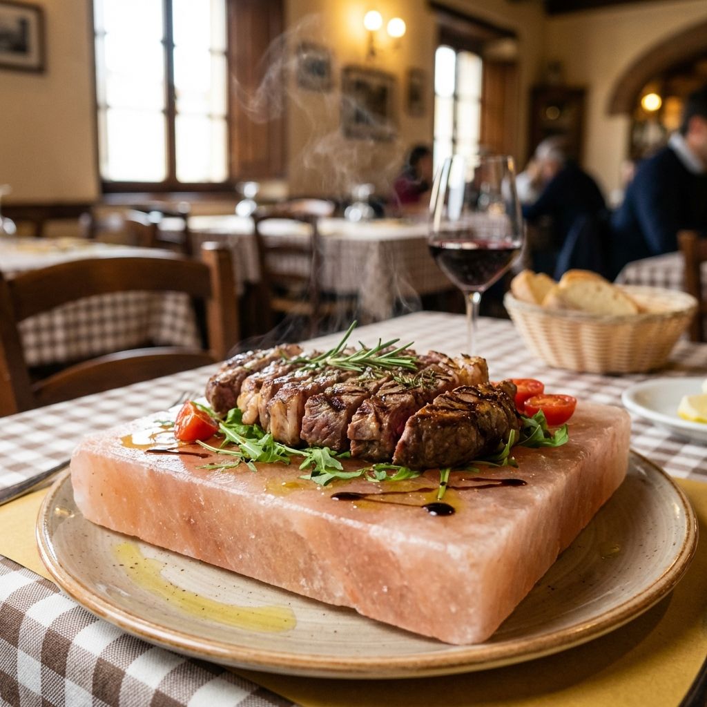 Tagliata Di Chianina Su Piastra Di Sale Dell'himalaya