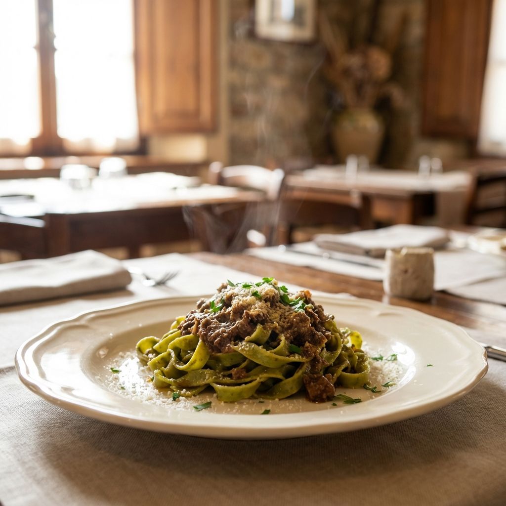Tagliolini Verdi Al Ragù Di Cinghiale