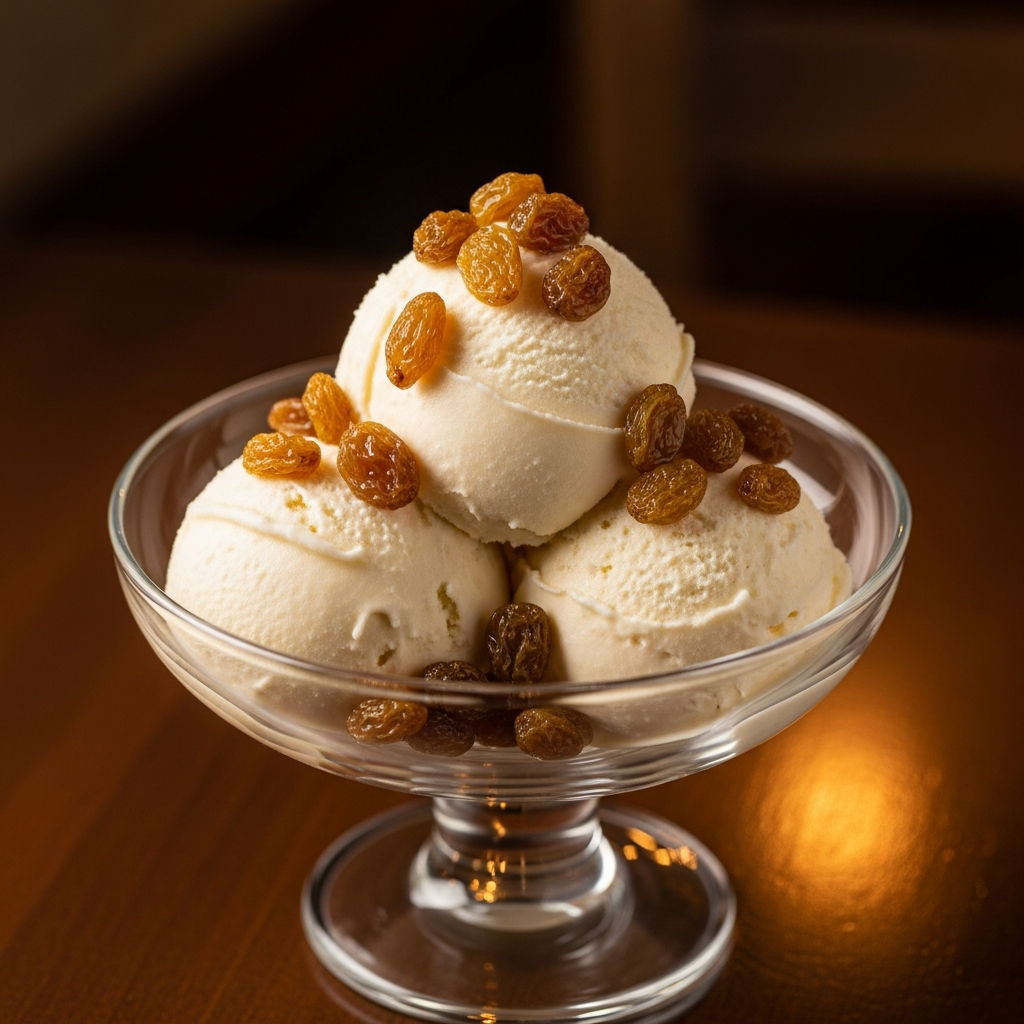 Gelato Panna Con Uvetta Sotto Spirito