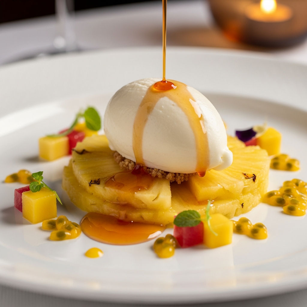 Ananas Con Gelato Alla Panna E Grand Marnier