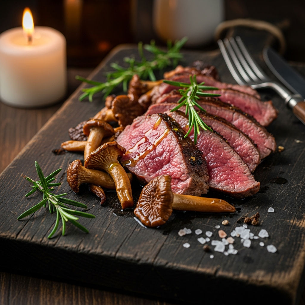 Tagliata Di Vitello Ai Funghi Cardoncelli