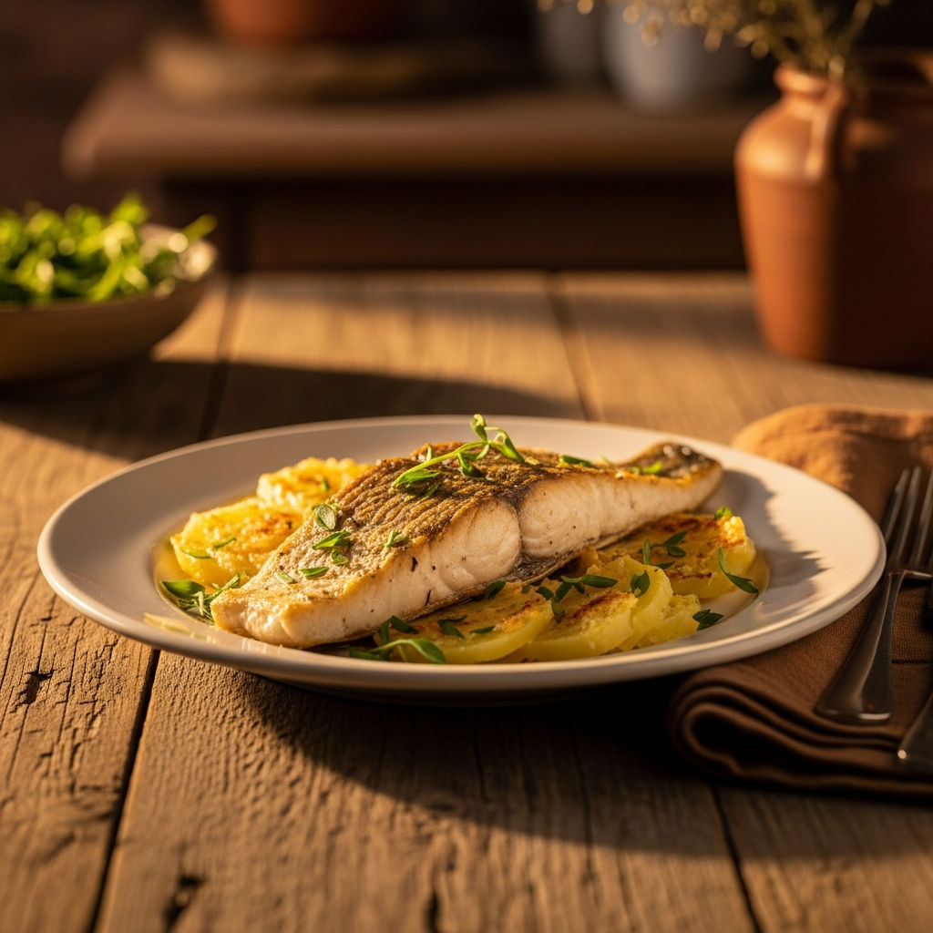 Filetto Di Orata Al Forno Con Patate Gratinate
