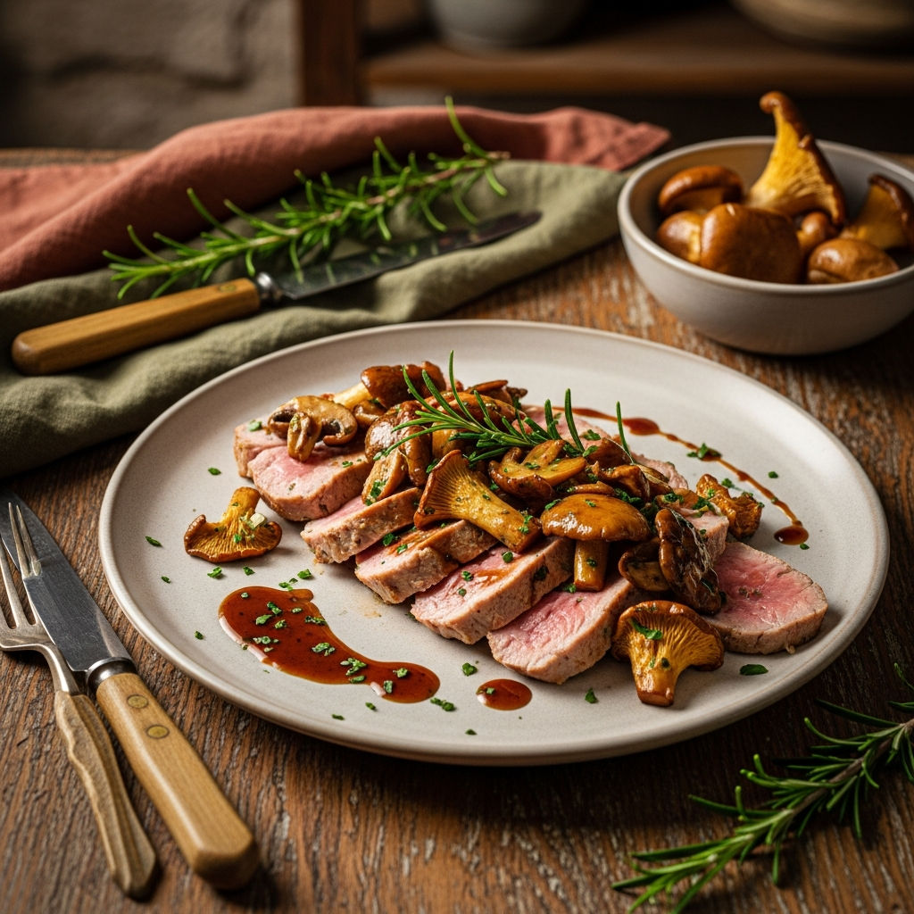 Tagliata Di Vitello Ai Funghi Cardoncelli