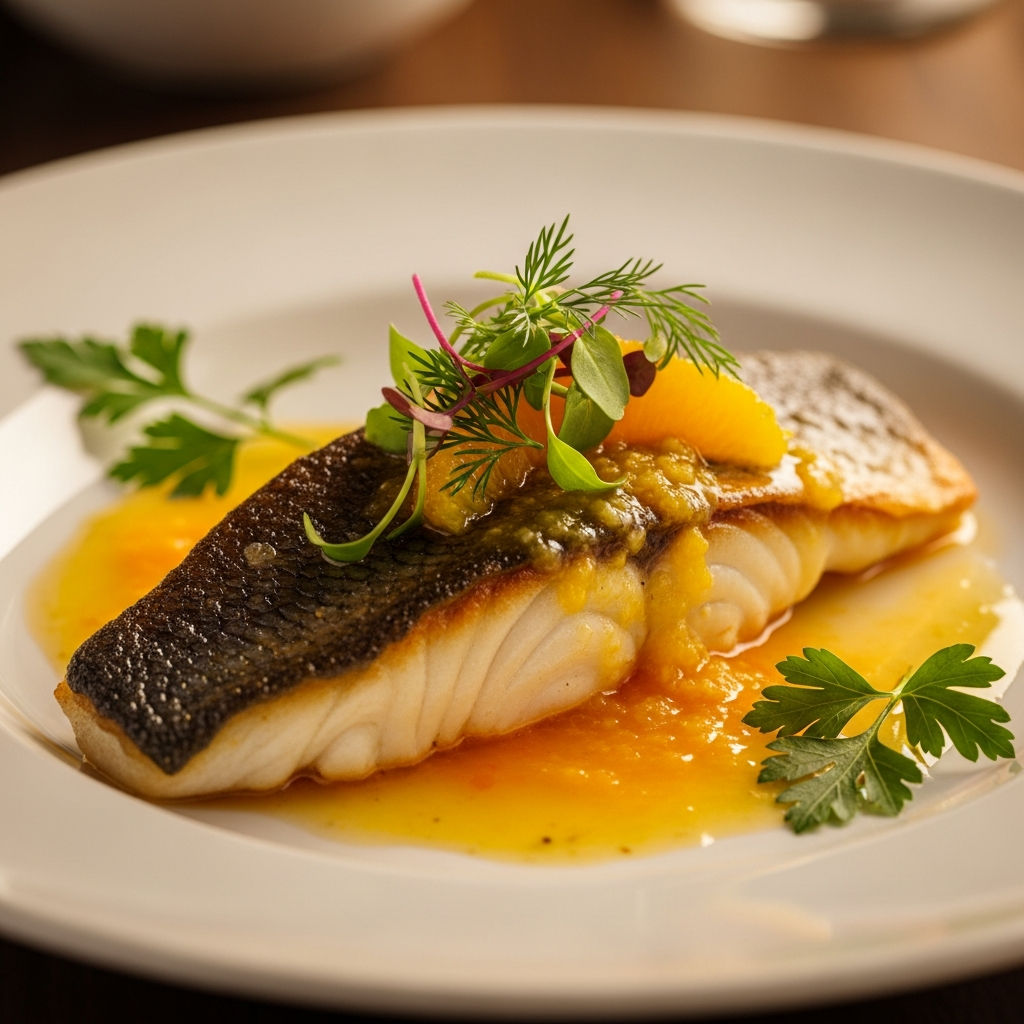 Filetto Di Spigola Con Salsa Di Arancia E Limone