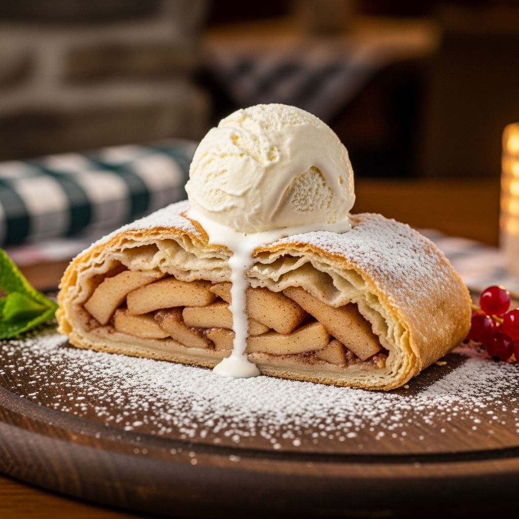 Strudel Di Mele Con Gelato Alla Vaniglia