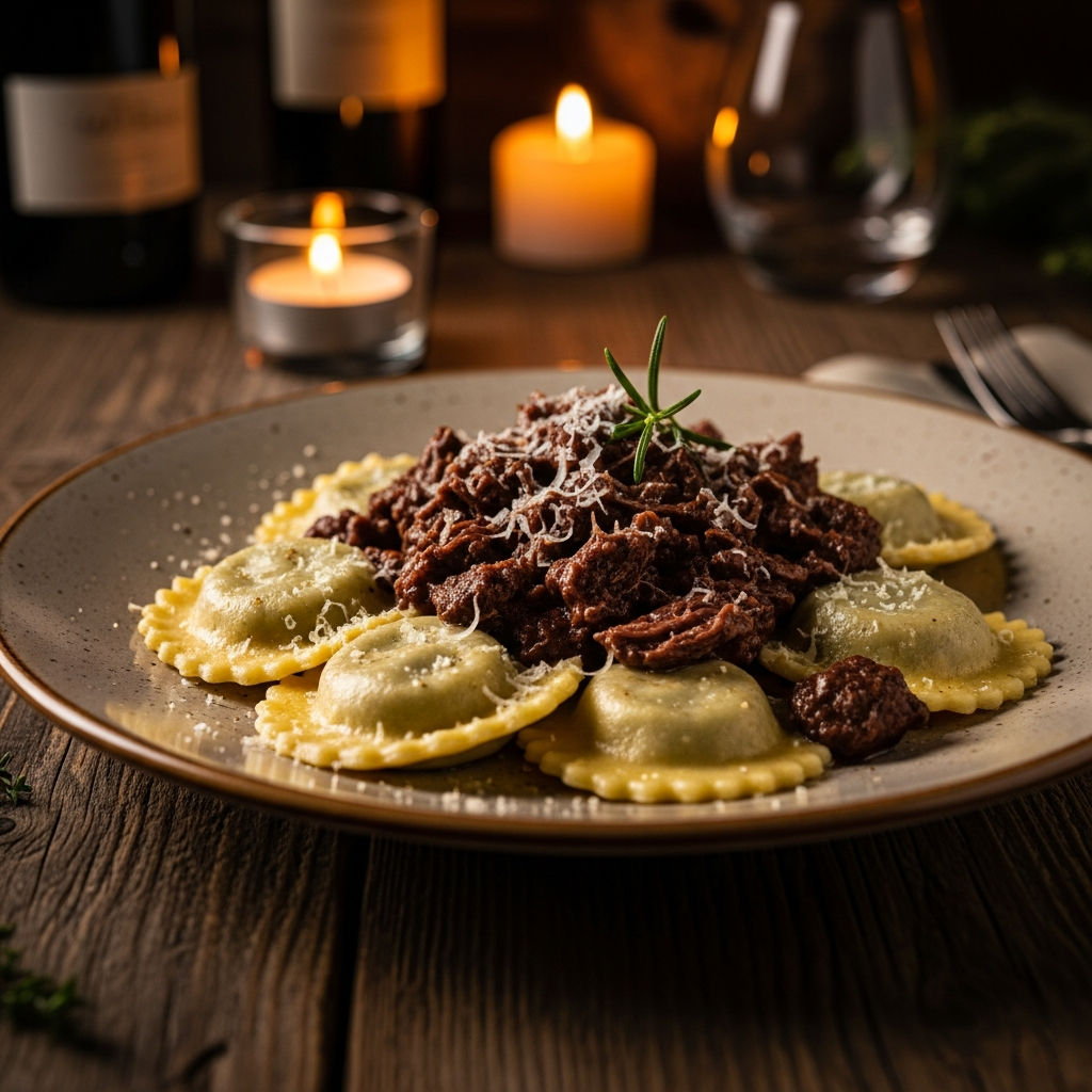Ravioloni Al Salmì Di Cervo