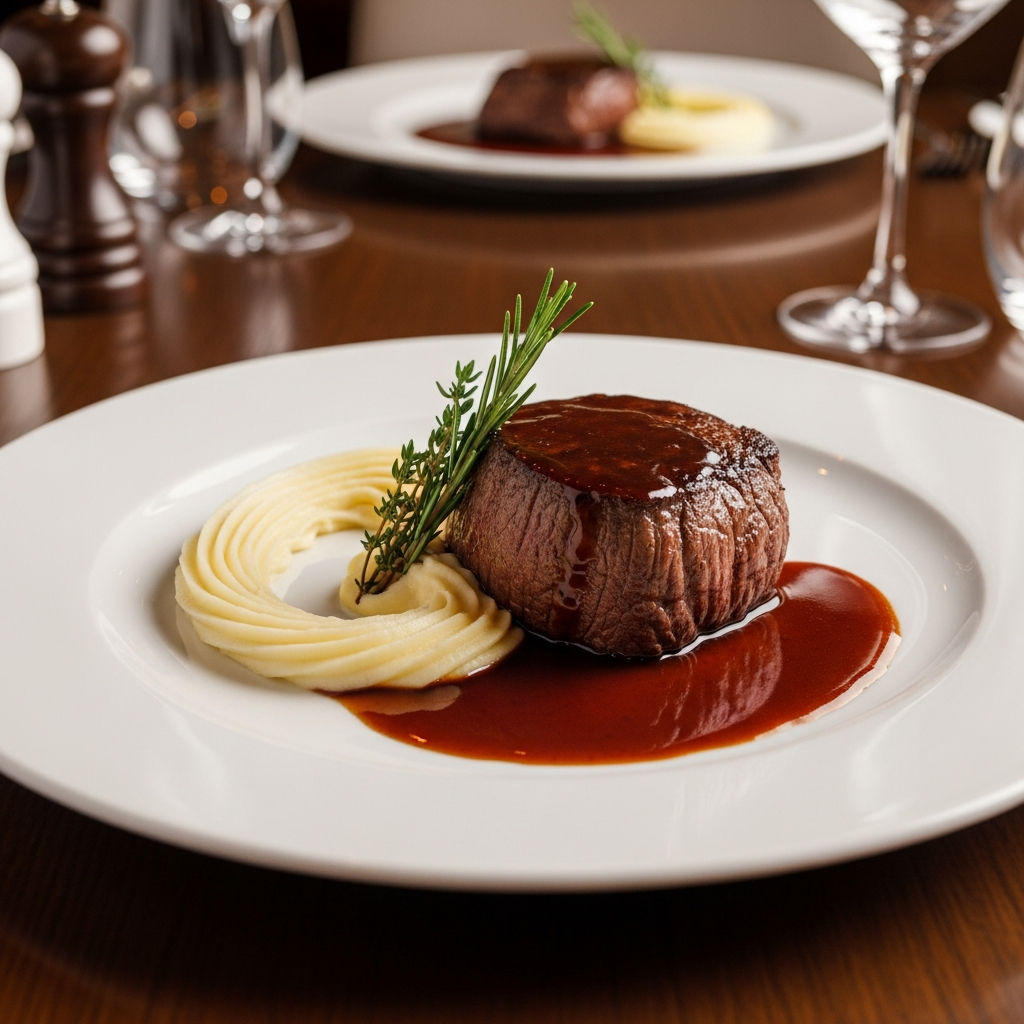 Filetto Di Manzo Uruguay 200gr In Salsa Demi-glace E Purea Di Patate