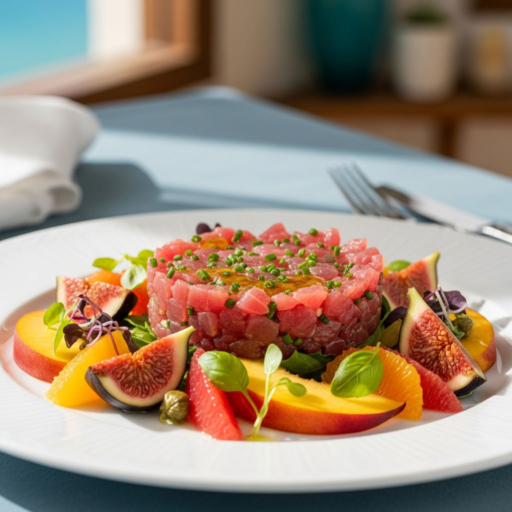 Tartare Di Tonno Su Frutta Fresca
