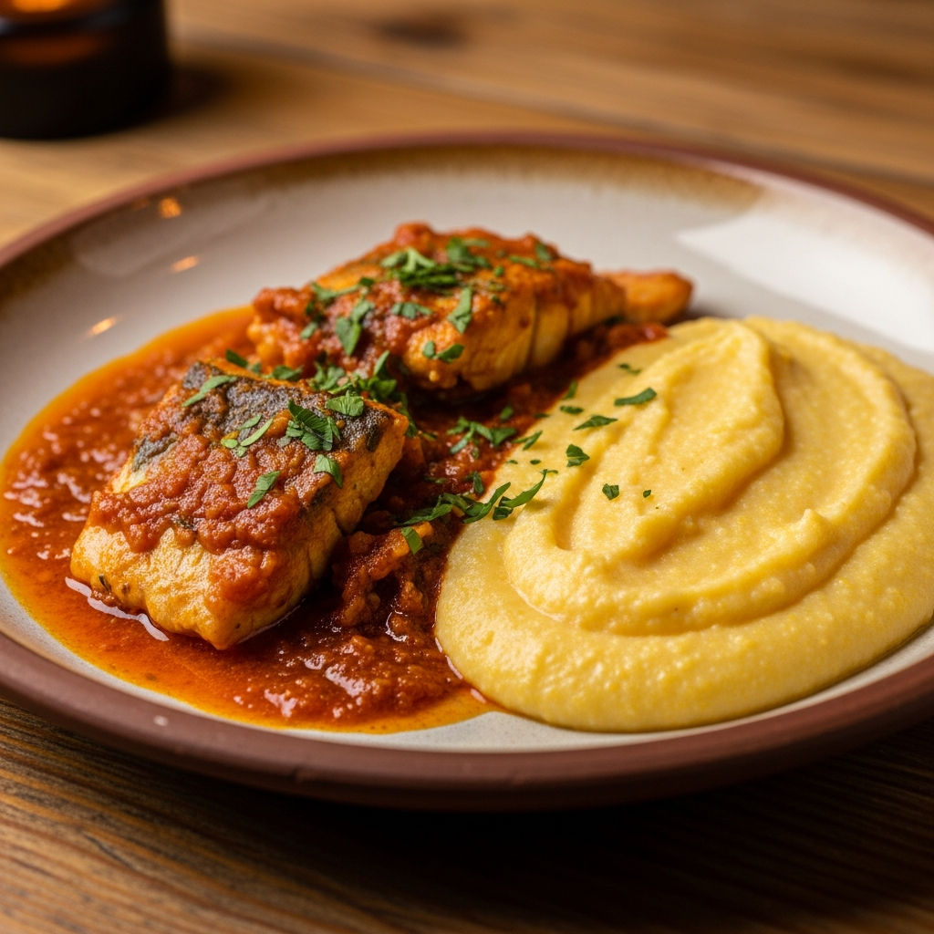 Luccio In Salsa Con Polenta