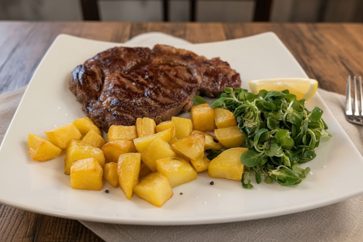 Bistecca Ai Ferri (300 Gr.) Con Patate Al Forno