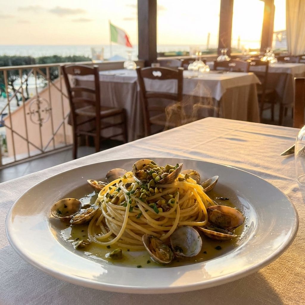 Spaghetti Vongole E Pistacchio Di Bronte