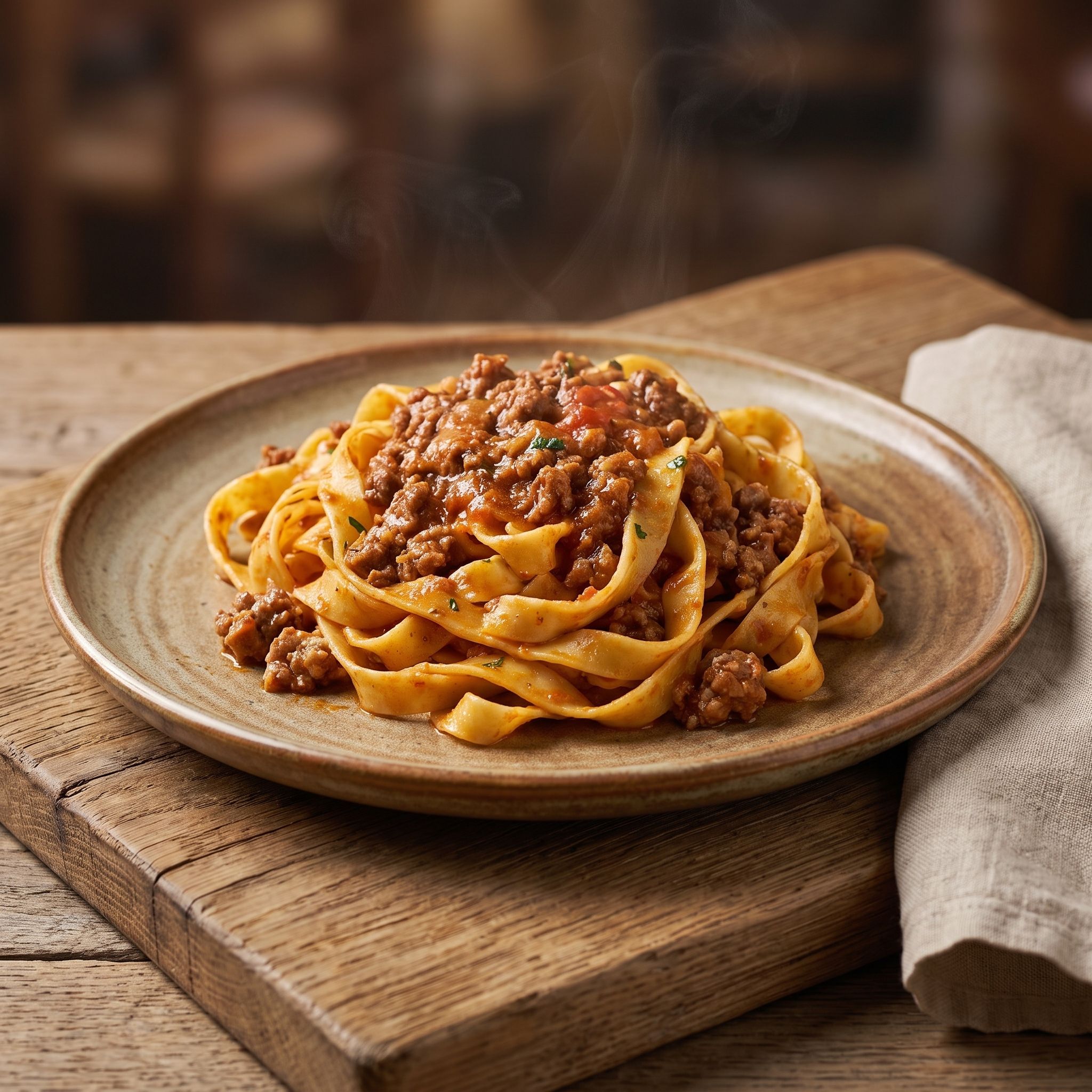 Fettuccine Al Ragù Di Chianina E Cinta Senese