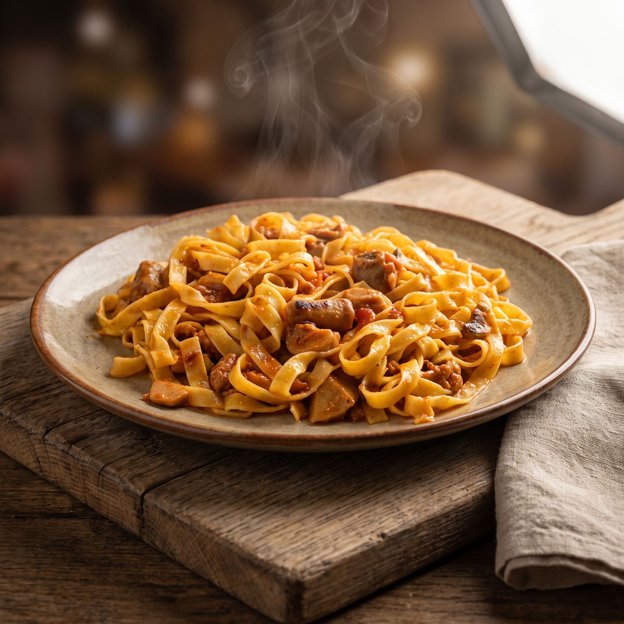 Fettuccine Con Funghi E Salsiccia
