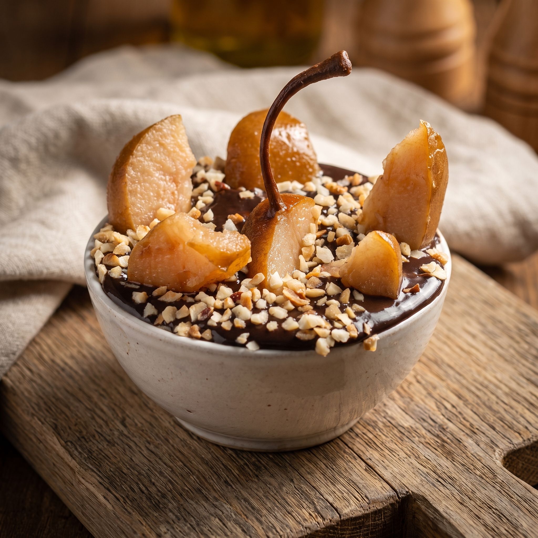 Mousse Di Ricotta Con Cioccolato, Pera Picciola E Granella Di Nocciole