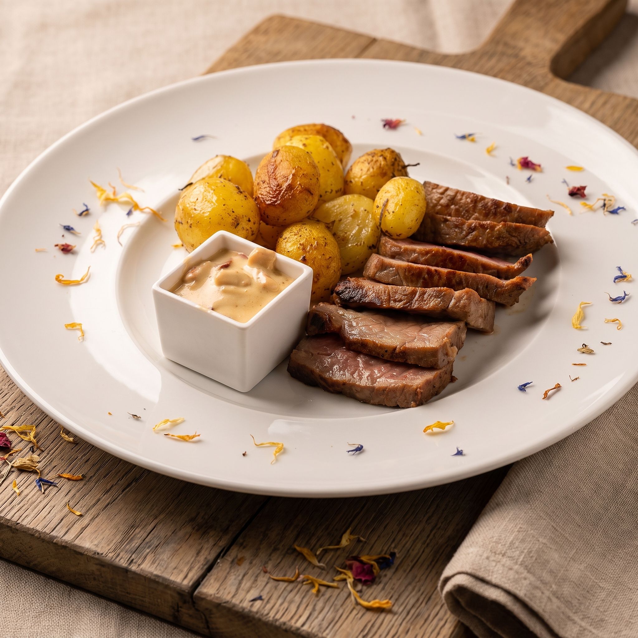 Guancia Di Fassona Allo Chardonnay Con Purè Di Patate