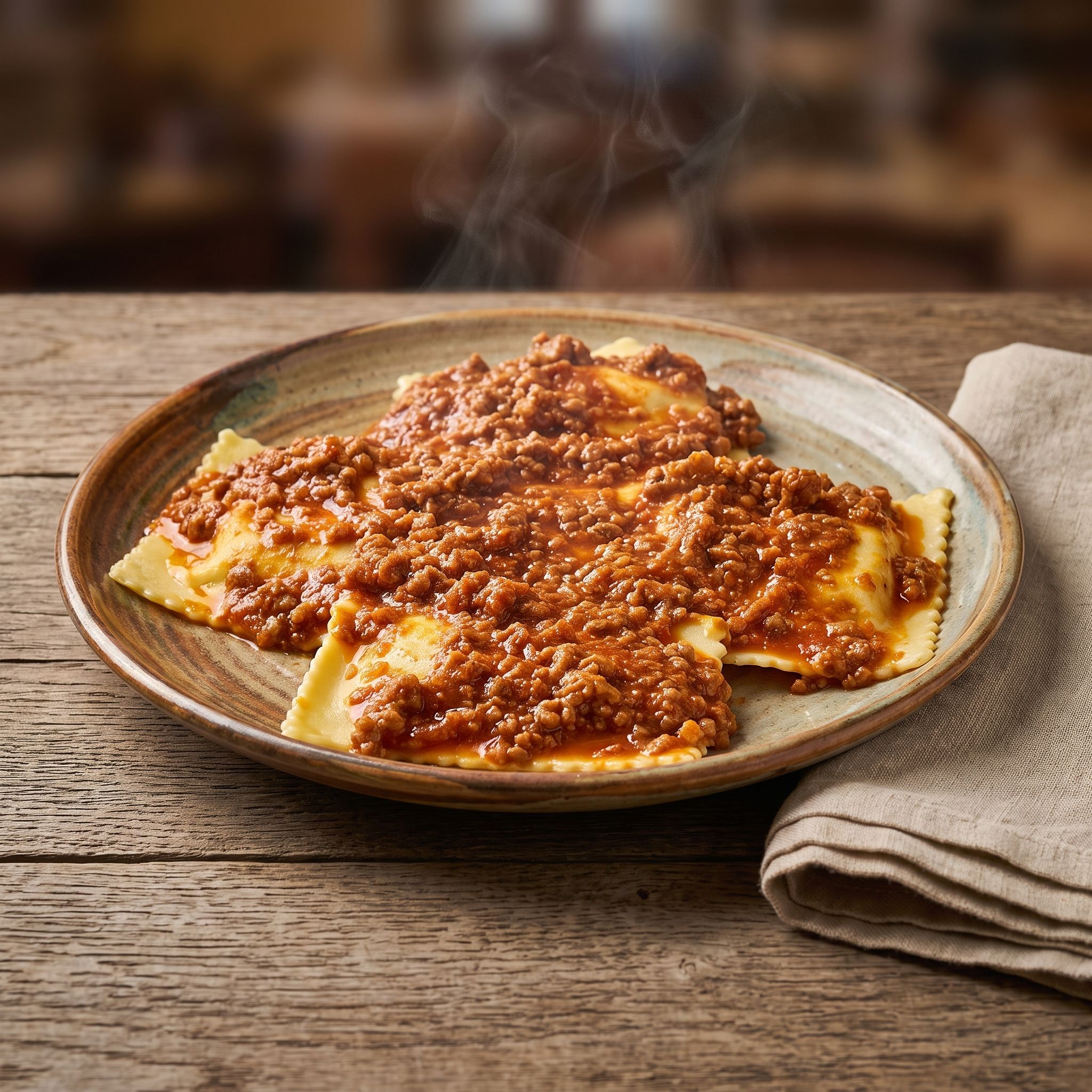 Tortelli Toscani Al Ragù Di Cinta Senese E Chianina