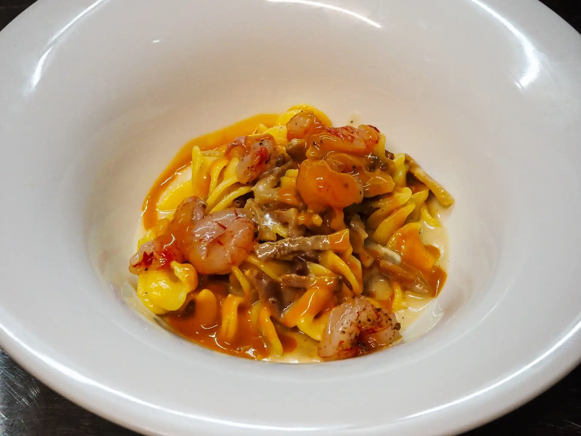 Fusillone Fresco, Gricia E Crudo Di Gambero Rosso