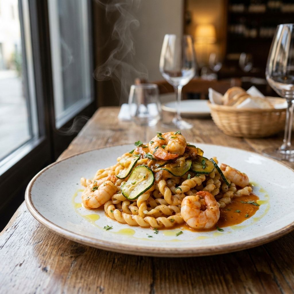 Busiate Mazzancolle, Zucchini Alla Scapece E Bisque Di Crostacei