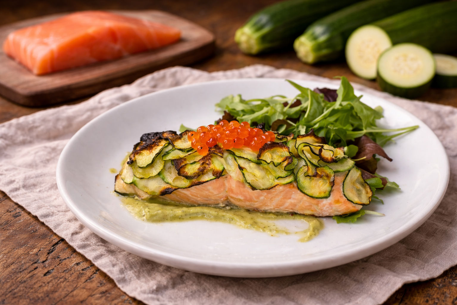 Filetto Di Salmone In Crosta Di Zucchine