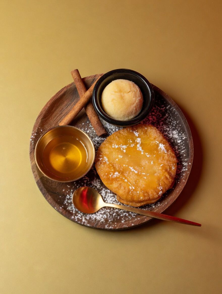 Seadas Al Miele Servito Con Gelato Crema