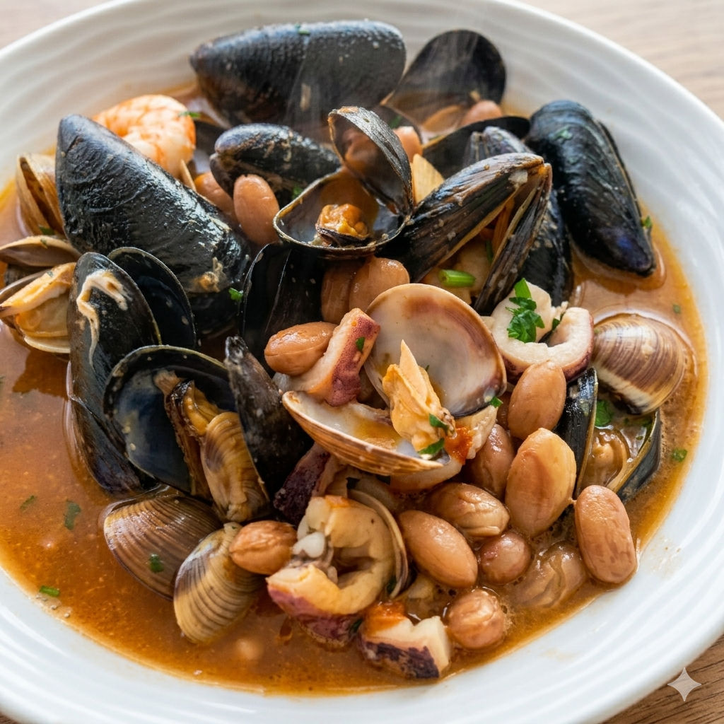 Zuppa Di Fagioli E Frutti Di Mare