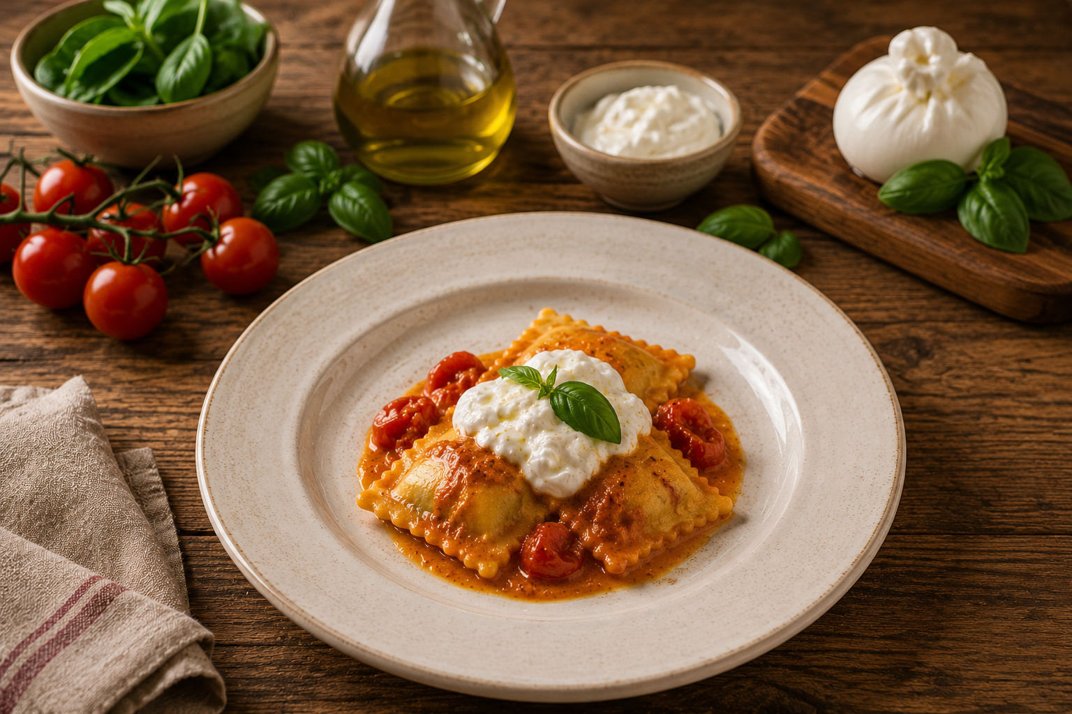 Ravioli Pomodorini E Stracciatella