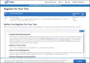 STEP 3: Choose your TOEFL Test Date and Location