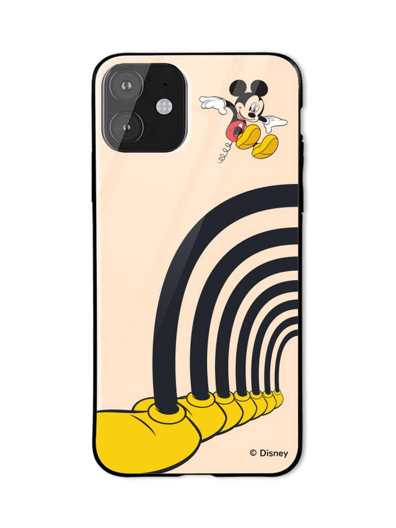 Mickey Jumping Glass Mobile Cover - Beige