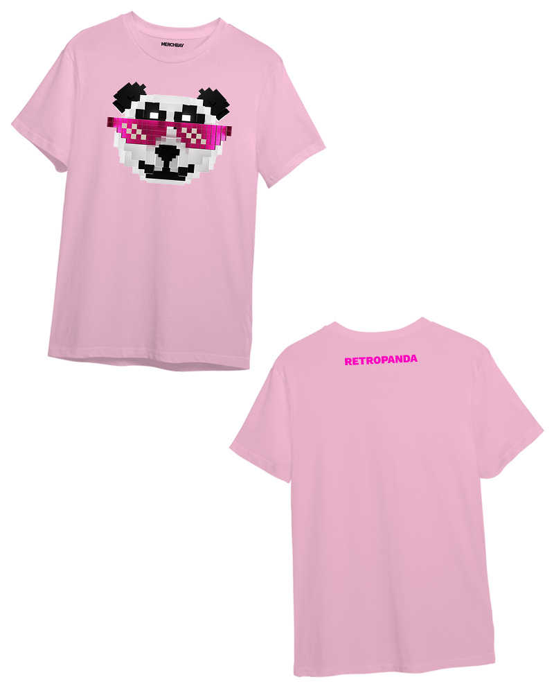 RetroPanda (F&B) Tshirt - Baby Pink