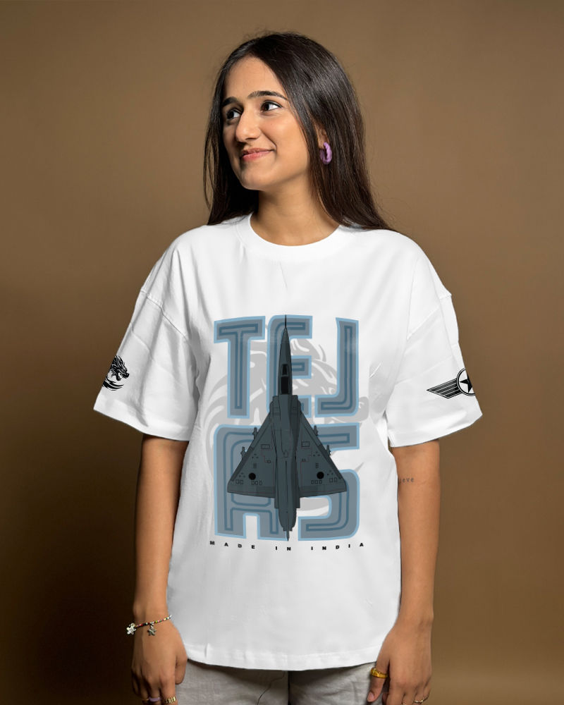Tejas Grey White Oversized Tshirt