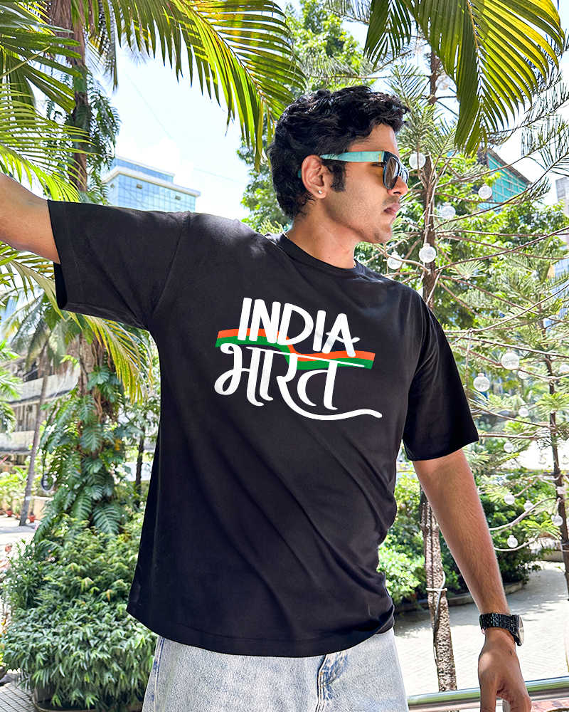 India Bhaarat Black Oversized Tshirt