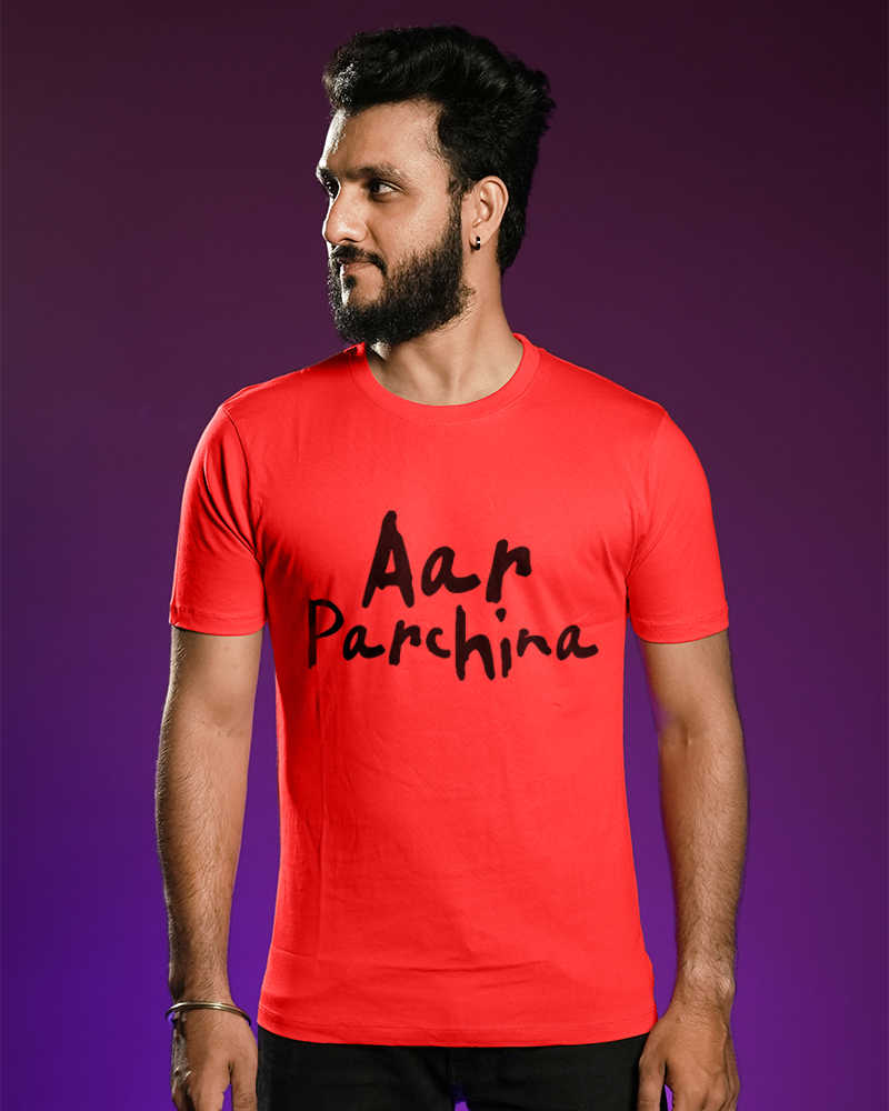 Aar Parchina Red Regular Cotton Tshirt