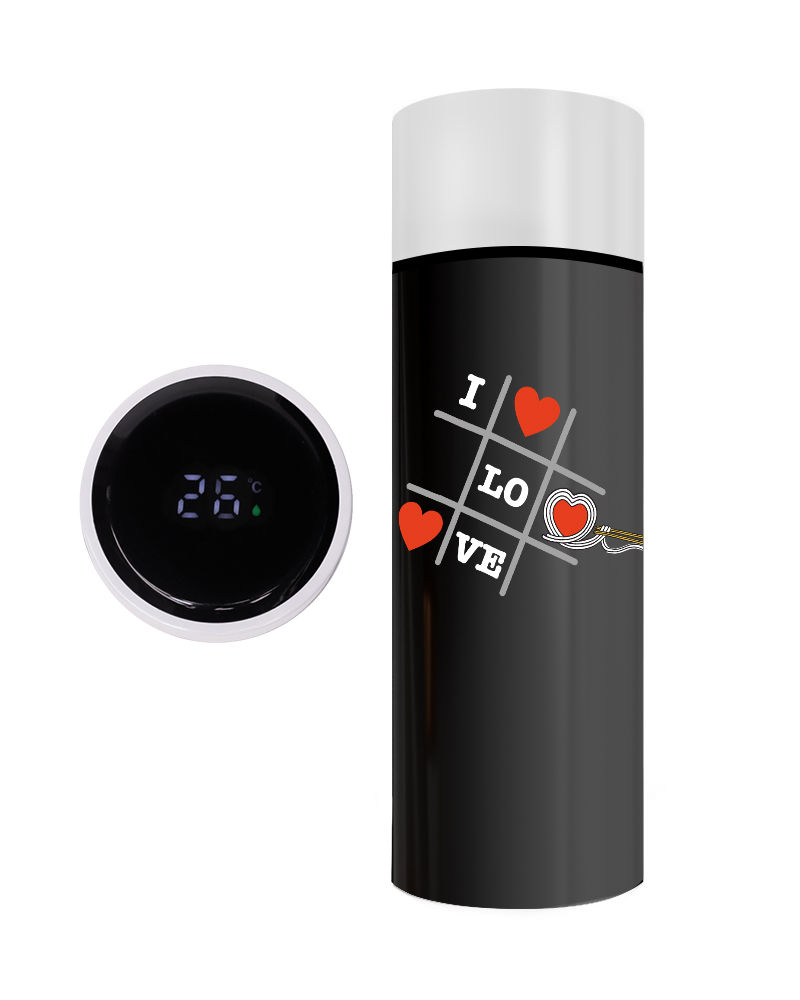 Tic Tac Design Front & Back Black Thermal Sipper