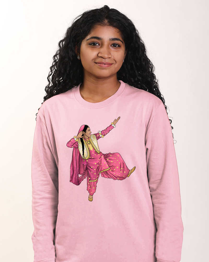 Female dancer cotton Casual Sweatshirt - Baby Pink