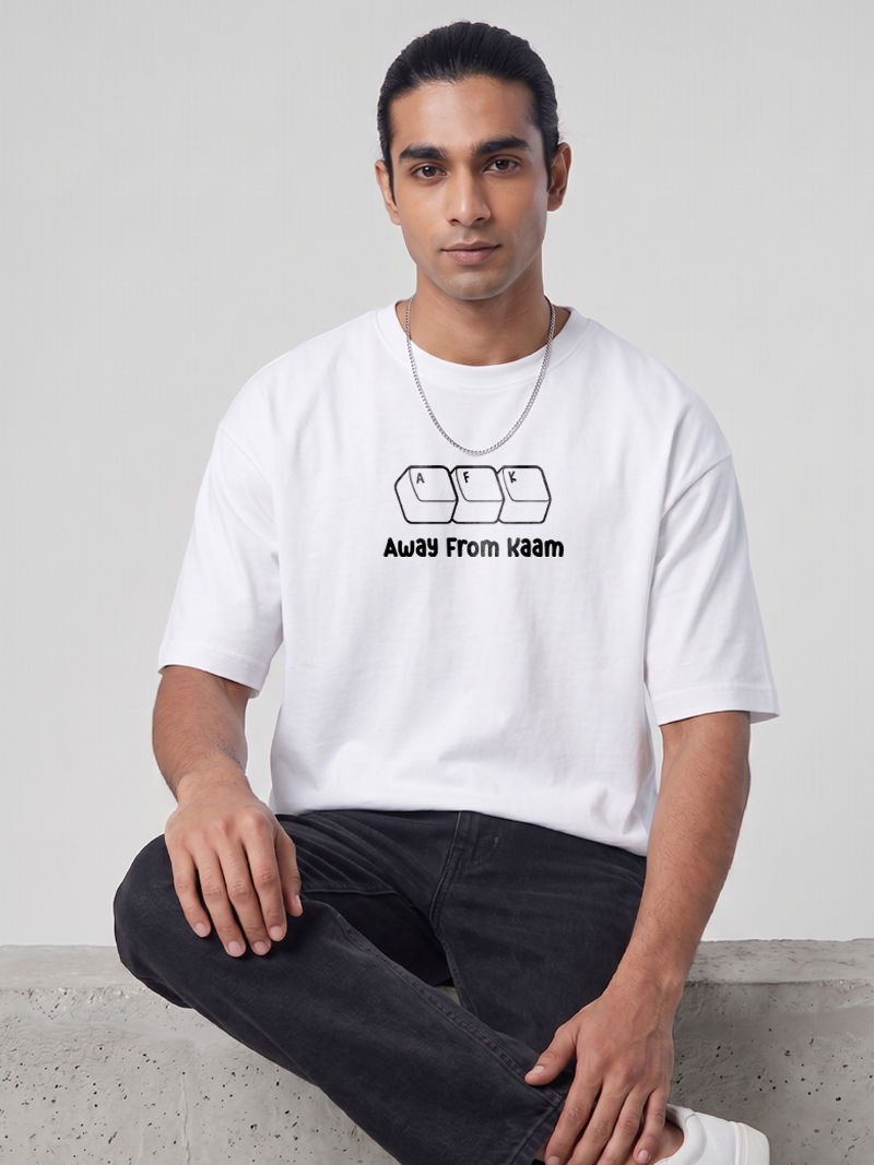 Away From Kaam White Oversized T-shirt