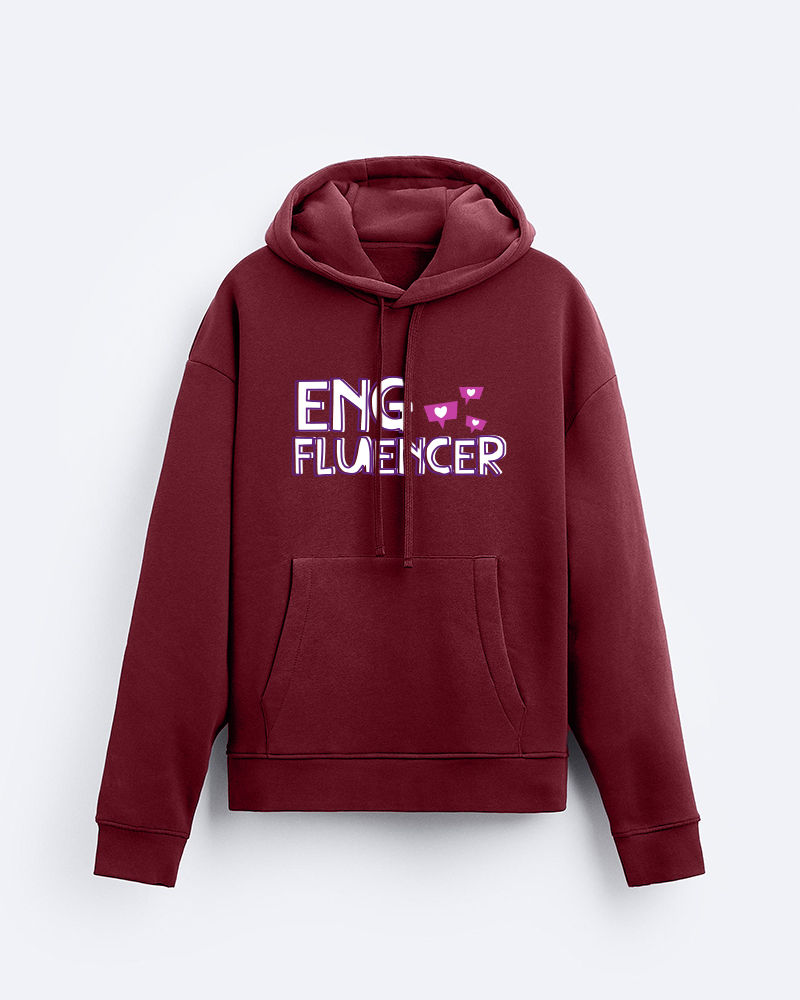 Engfluencer Fleeced Kangaroo Pockets Hoodie - Burgundy Engfluencer