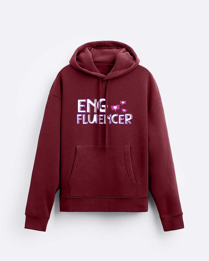 Engfluencer Fleeced Kangaroo Pockets Hoodie - Burgundy