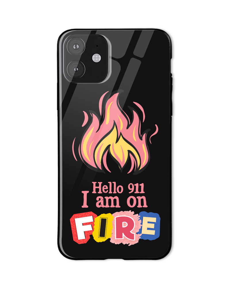 Hello 911 i m on fire Mobile Cover - Black