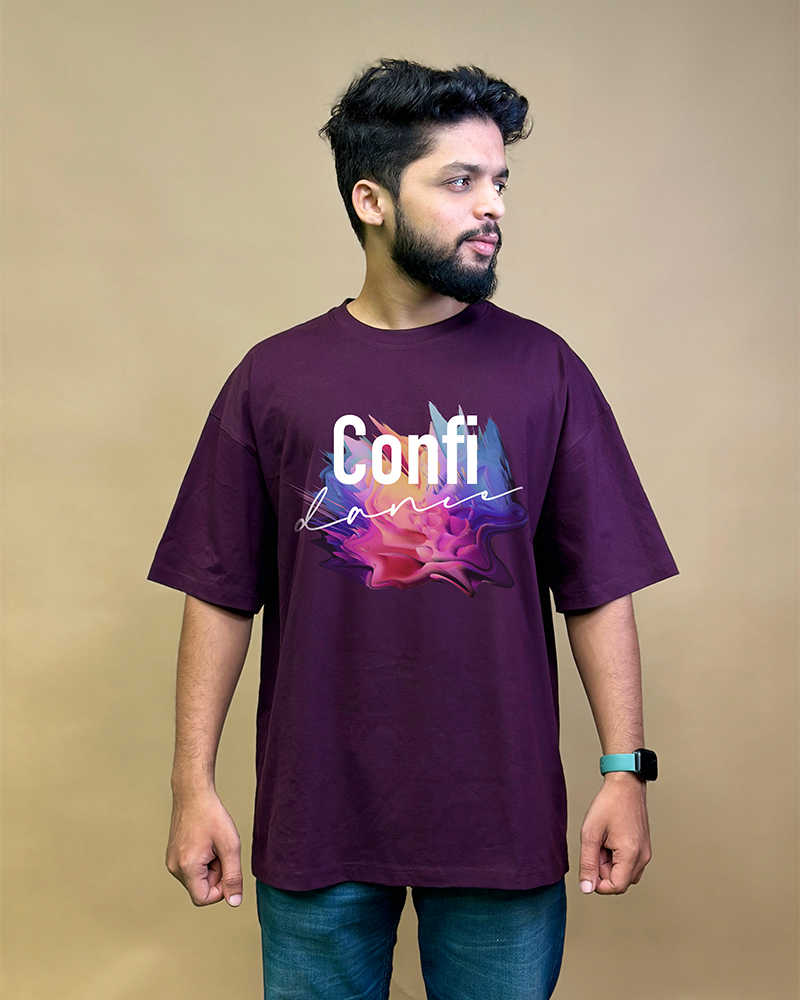 Confidance Graphic Print Oversized Fit Tee - Purple