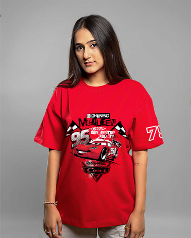 Lightning McQueen Car Oversized Tshirt - Red