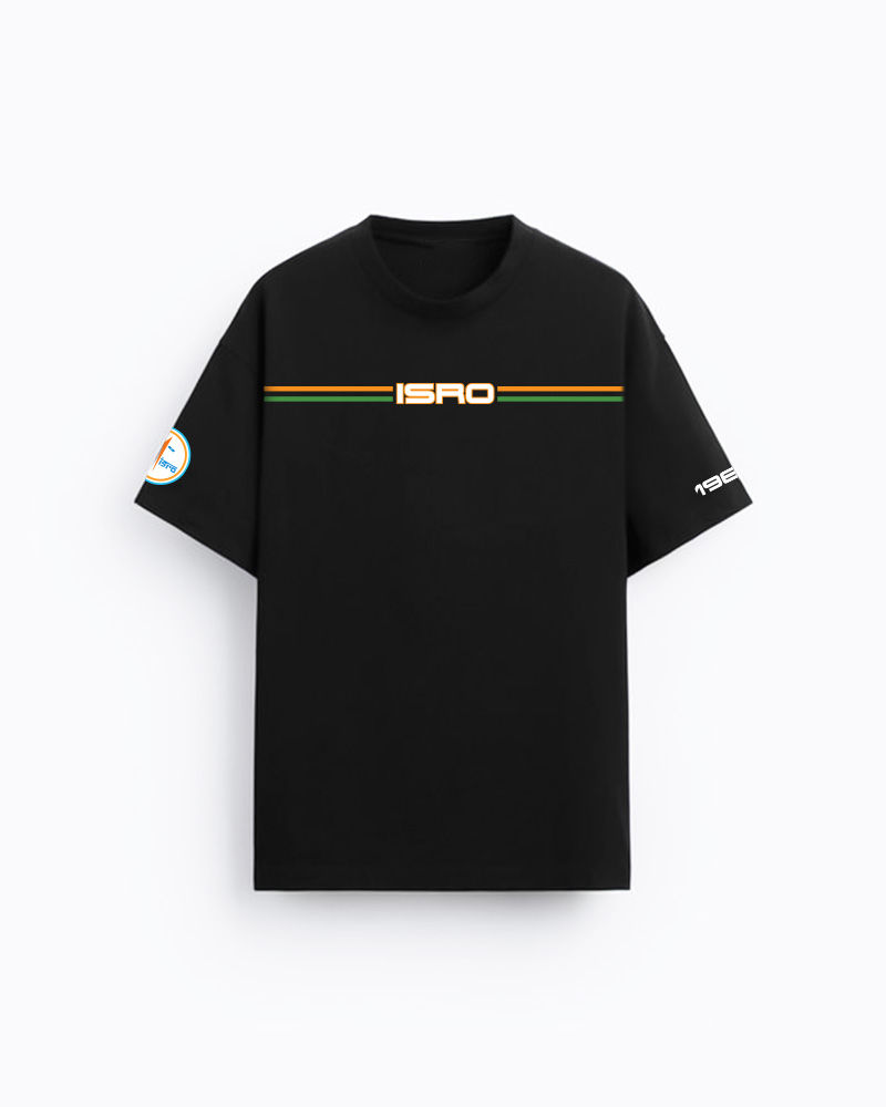 Retro ISRO Black Oversized T-Shirt – 1969 Launch Edition 