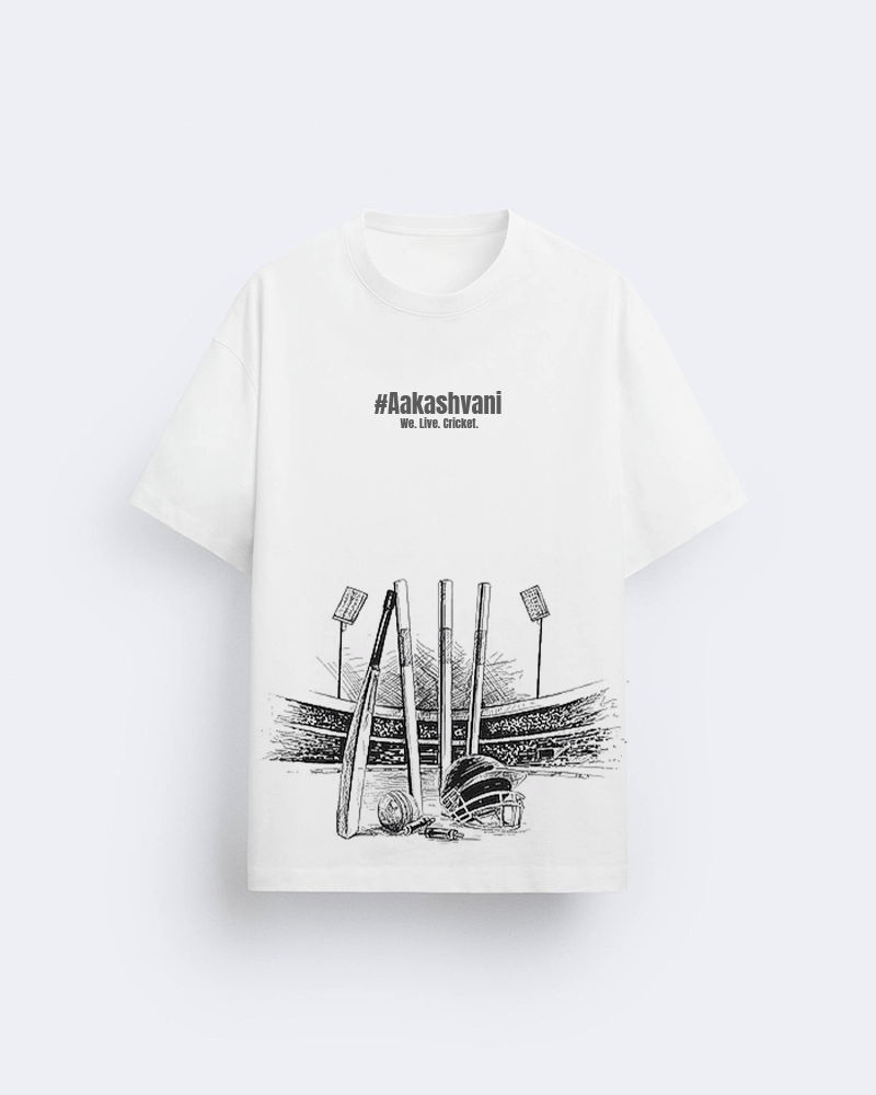 We Live Cricket White Oversized Tshirt