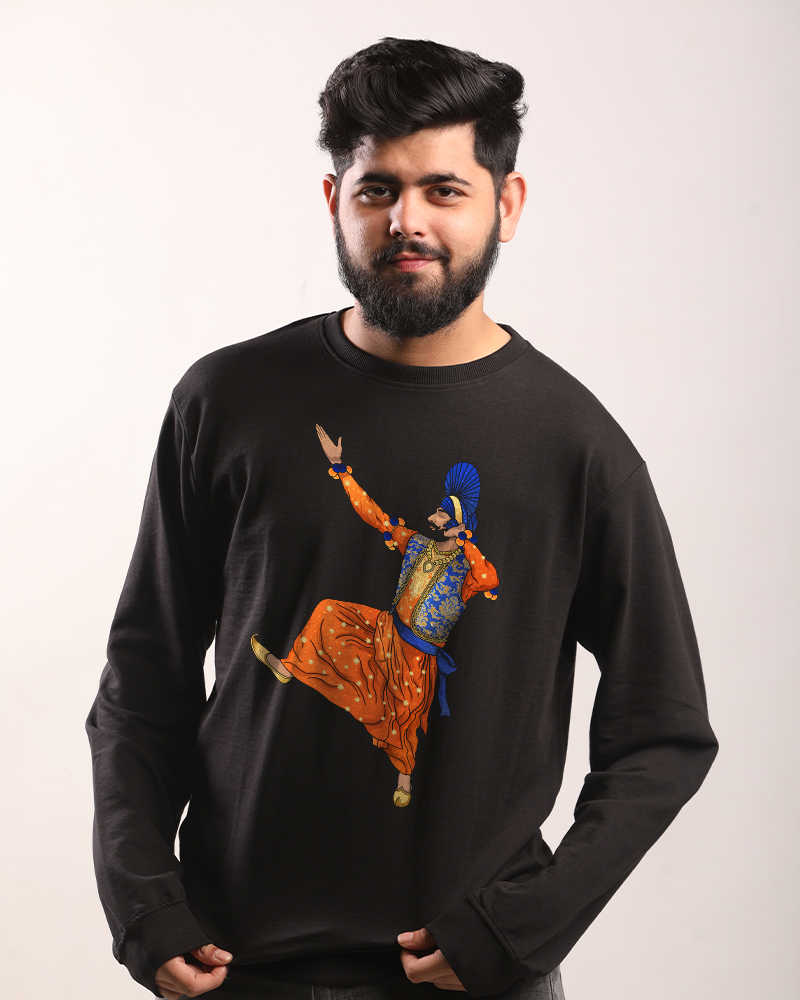 Male dancer cotton Casual Sweatshirt - Black