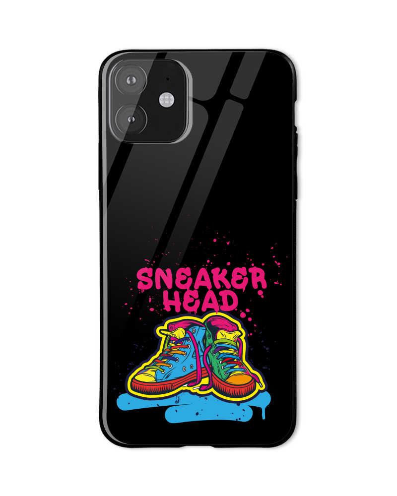 Sneaker Head Glass Mobile Cover - Black