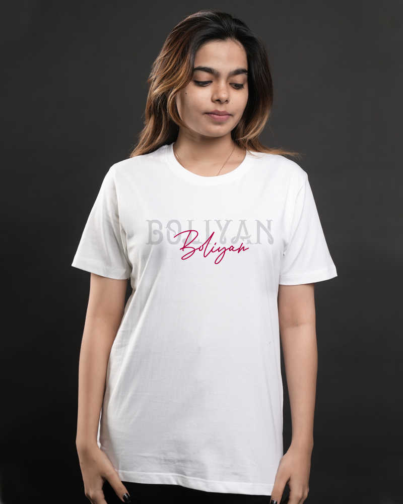 Boliyan Front Print Round neck cotton Tshirt - White