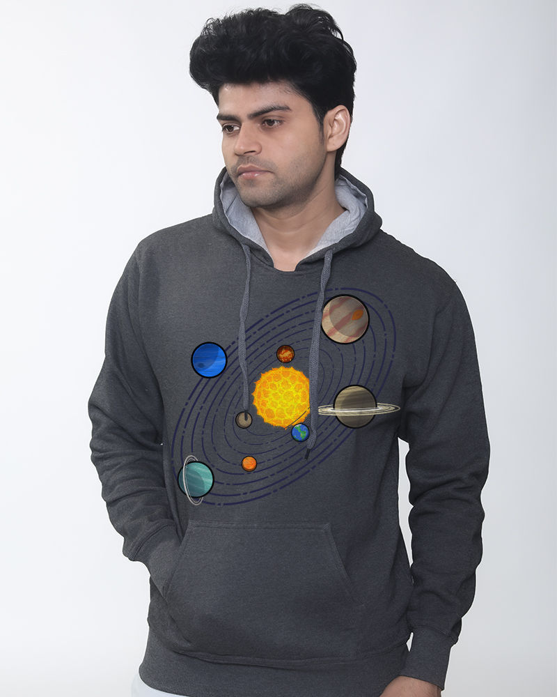 Solar System Fleeced kangaroo pockets Hoodie