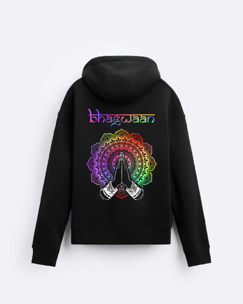 Bhagwaan (F&B) Black Fleeced Kangaroo Pockets Hoodie