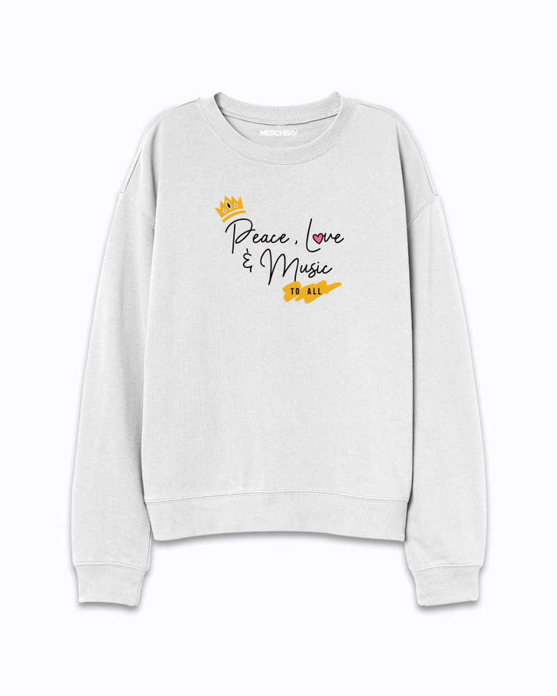 Peace, Love and Music for All Sweatshirt - White
