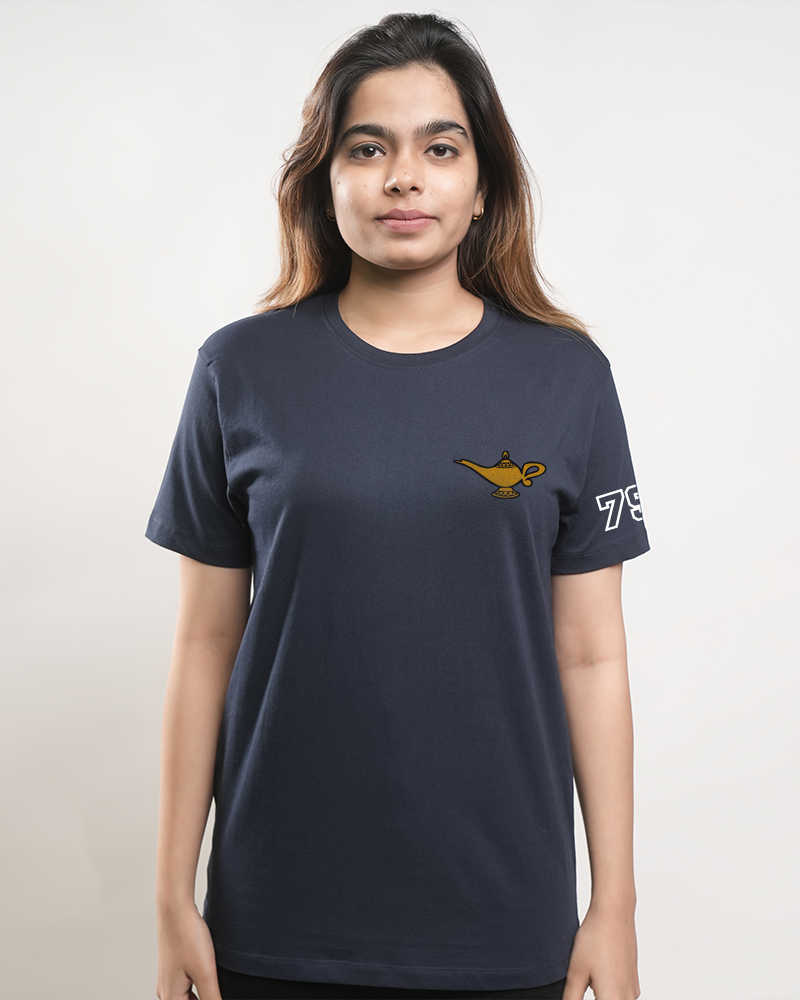 Alladdin Design Round neck cotton Tshirt - Navy Blue